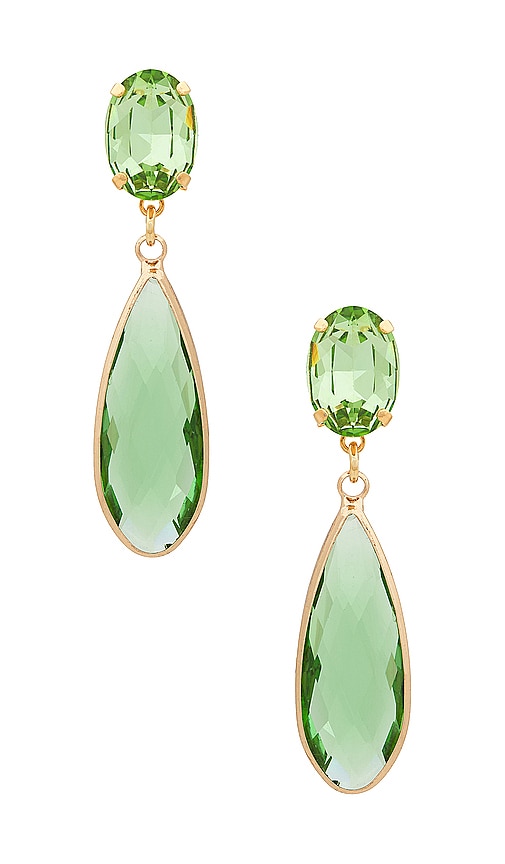 Anton Heunis Mono Colour Drop Earrings In Pistachio Green & Crystal