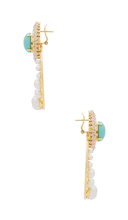 Shop Anton Heunis Gem Cluster Pearl Hoops In Cream  Turquoise & Crystal