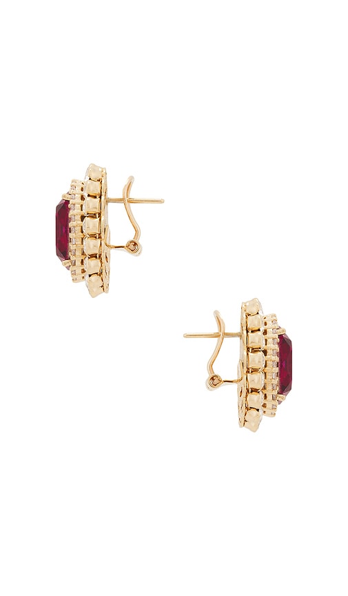 Shop Anton Heunis Omega Clasp Gem Cluster Earrings In Pink  Crystal  & Gold