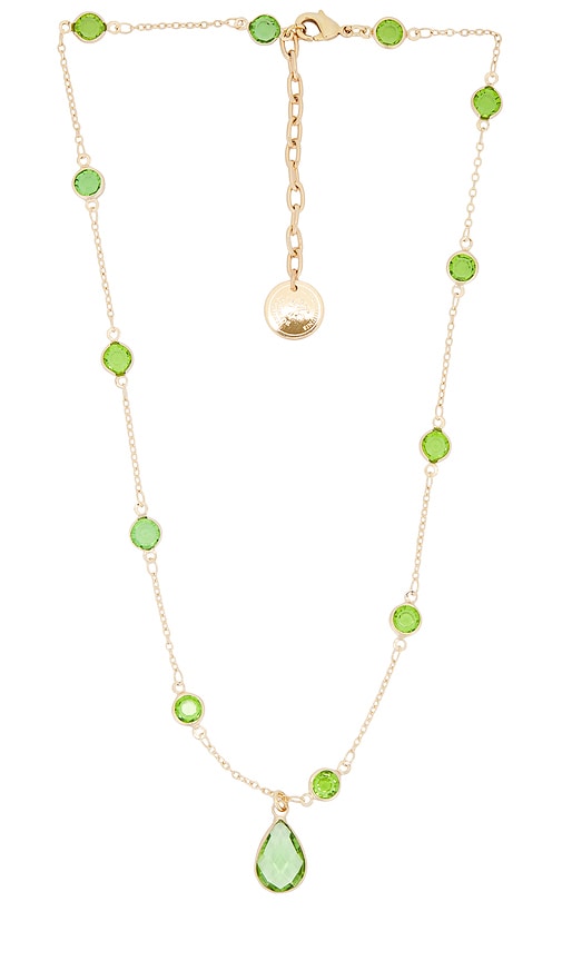 Shop Anton Heunis Short Crystal Chain With Drop Pendant In Light Green & Gold