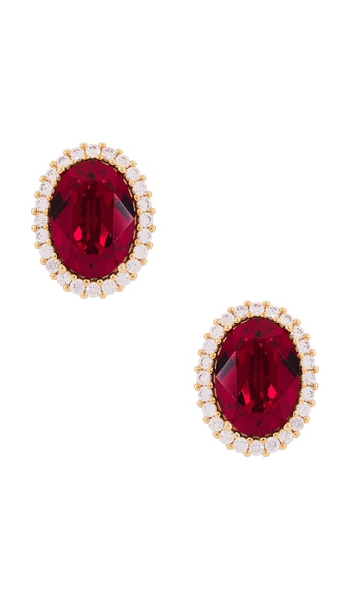 Omega Clasp Oval Stud in Red.