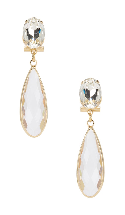 Omega Clasp Mono Colour Drop Earrings in Metallic Gold.