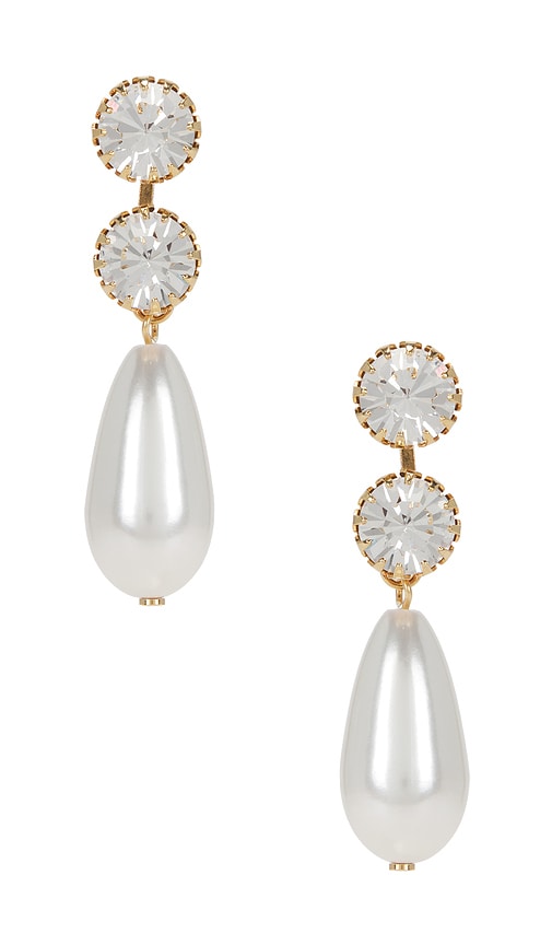Double Round Drop Earrings in Ivory.