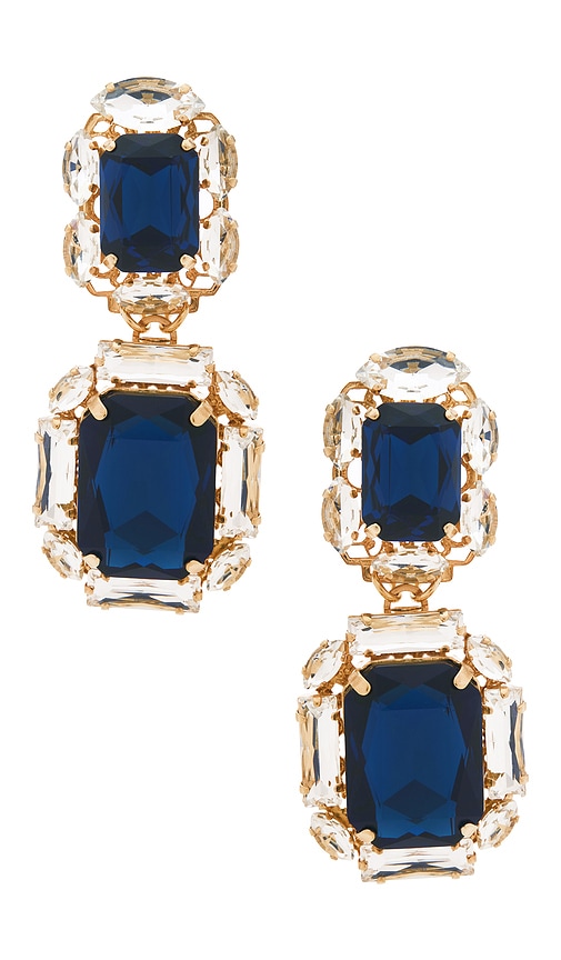 Anton Heunis Omega Clasp Double Square Drop Earrings In Blue