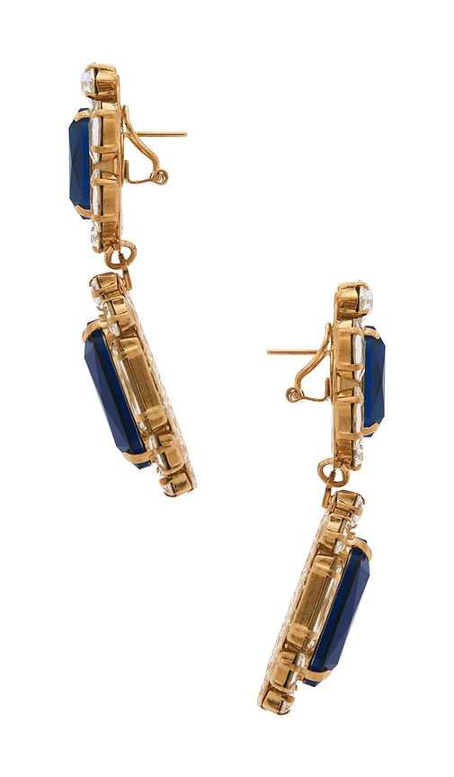 Anton Heunis Omega Clasp Double Square Drop Earrings In Blue