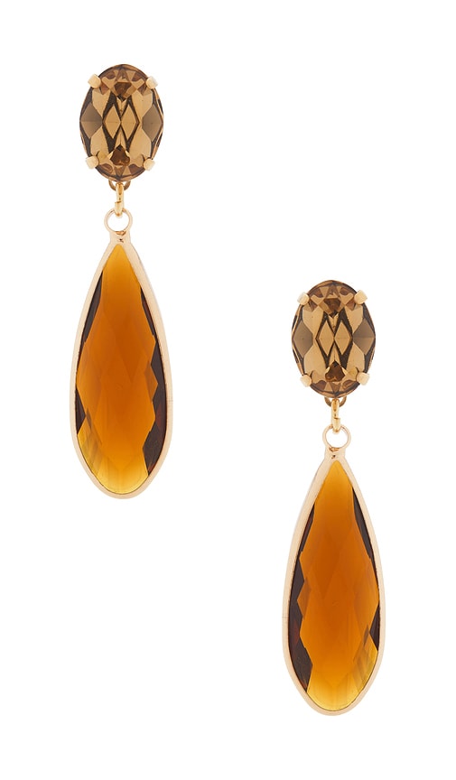 Anton Heunis Drop Earrings in Cognac,Metallic Gold.