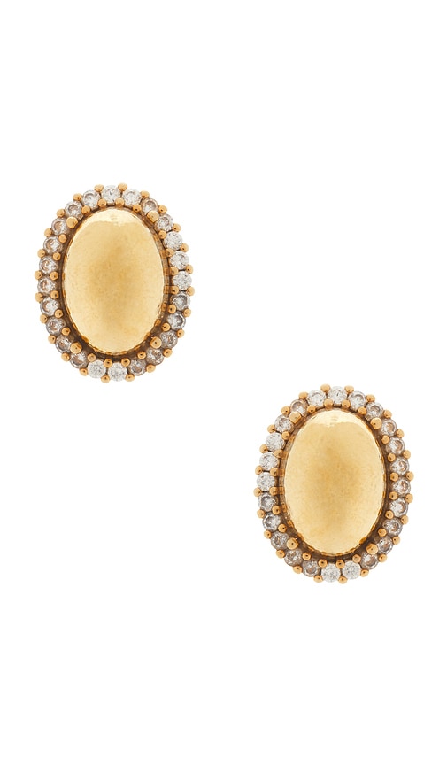 Anton Heunis Clasp Oval Stud Earrings in Metallic Gold.