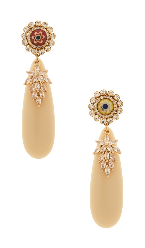 Anton Heunis Drop Earrings in Metallic Gold,Cream.