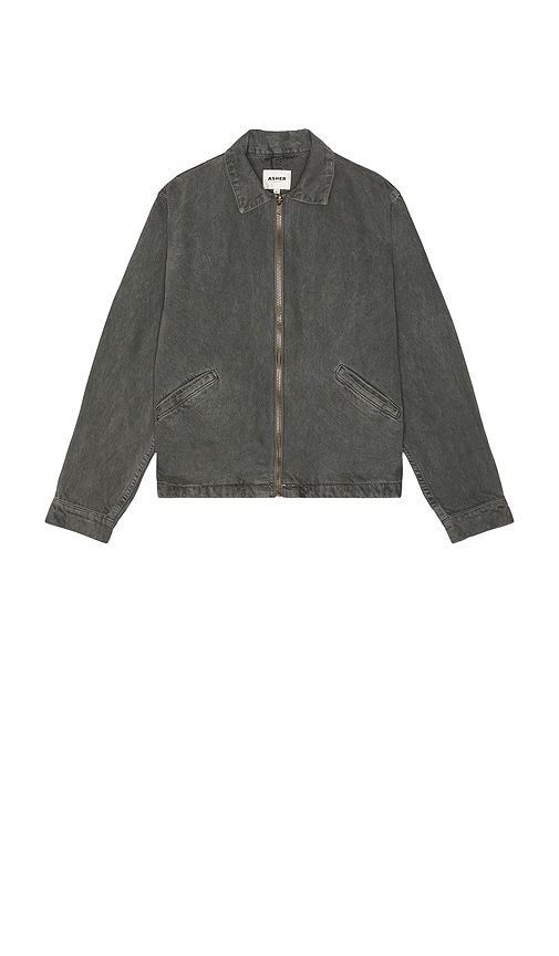 Asher Zed Zip Cotton Twill Jacket In Black