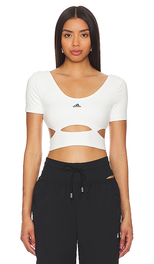 ADIDAS Athleisure Crop Top In white & Black Womens XL