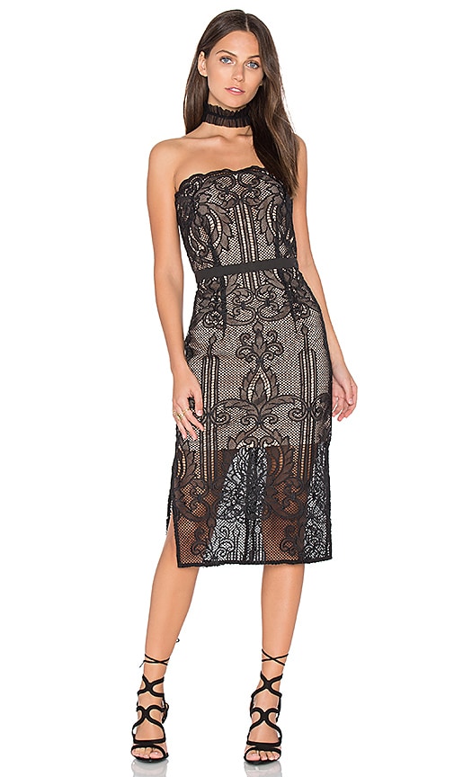 aijek Tatiana Embroidered Bustier Dress in Black | REVOLVE