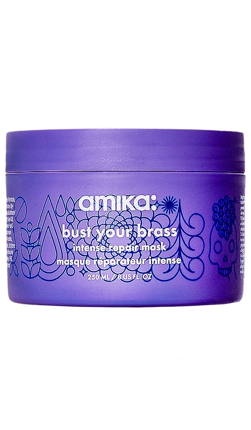 Amika Bust Your Brass Cool Blonde Purple Intense Repair Hair Mask 8 oz/ 250 ml In Beauty: Na
