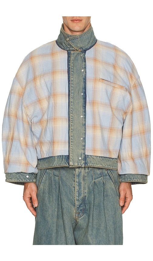 Art Community Washed Indigo Reversible 7 Pocket Japanese Denim Jacket In Blue