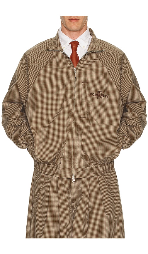 Art Community Double Zip Japanese Track Jacket In Brown