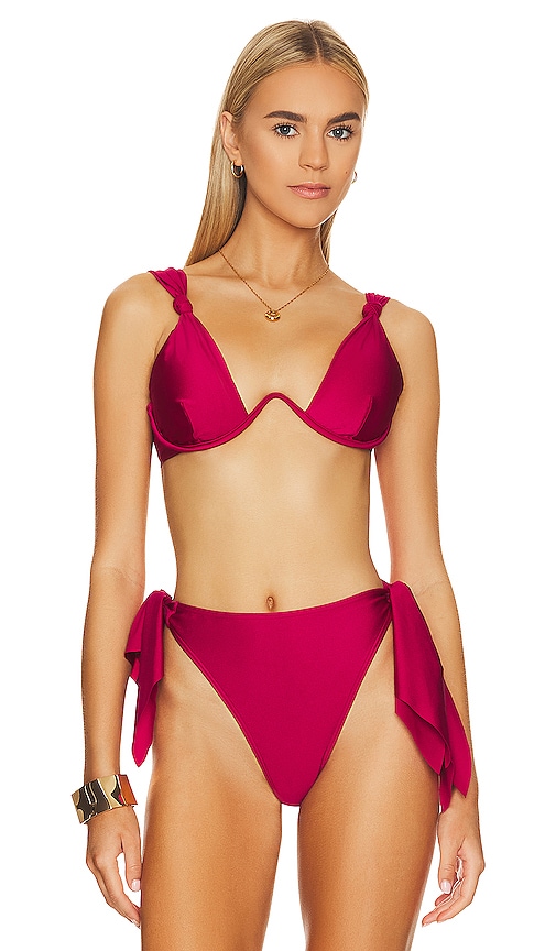 Shop Andrea Iyamah Rai Two Piece Bikini Top In Ruby