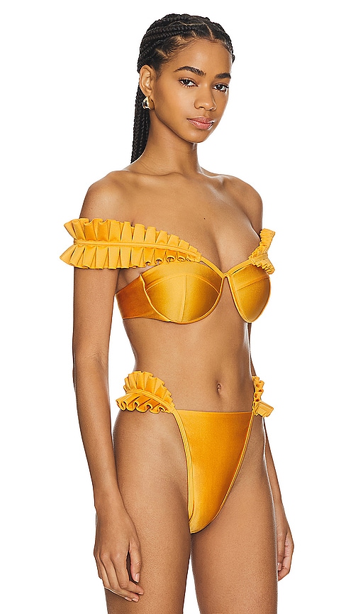 Shop Andrea Iyamah Mulan Underwire Top In Sunset Gold