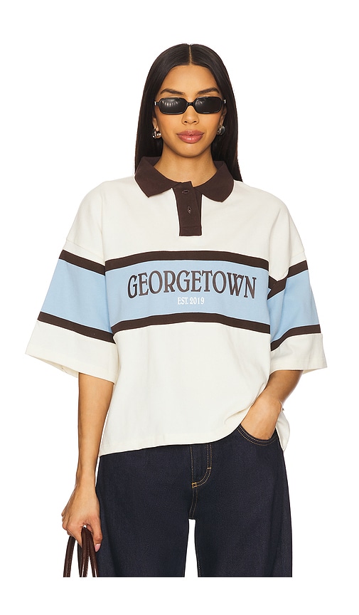 Georgetown Rugby Polo Shirt in White. - size XS (also in L, M, S, XL)