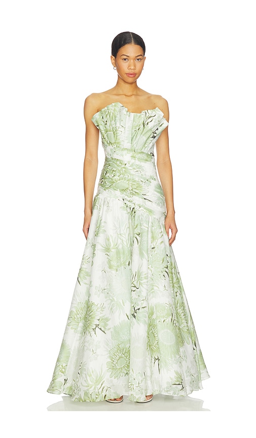 Aje Reflector Gown in Olive Native Floral