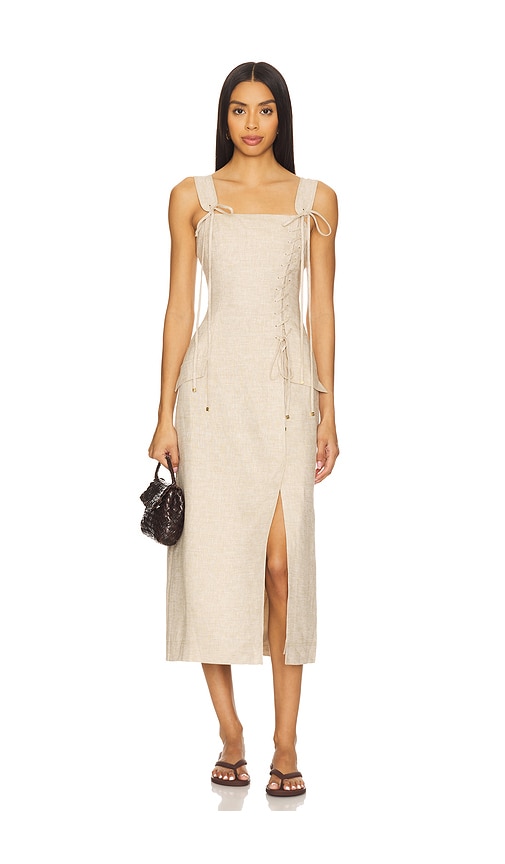 【Aje.】Morgan Midi Dress Aje Morgan Midi Dress in Dune Beige | REVOLVE