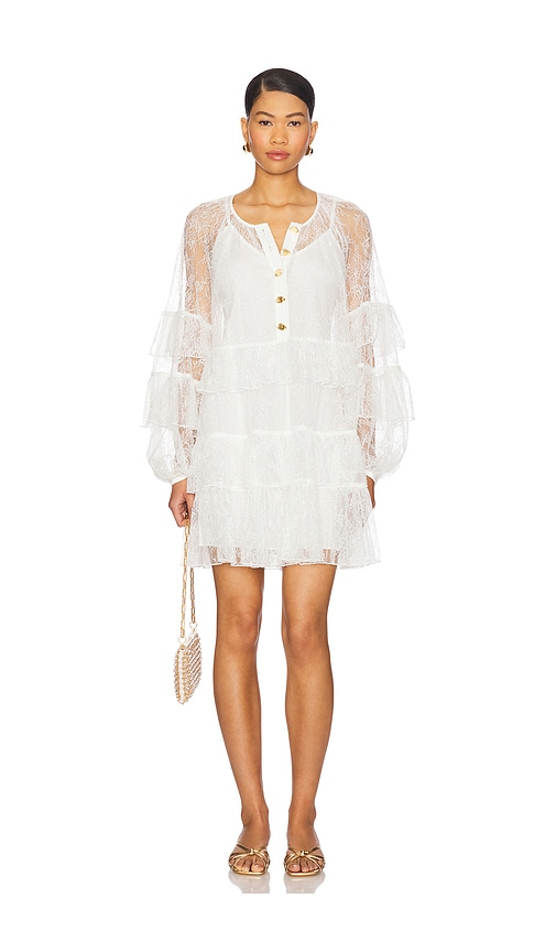 【Aje】Primrose Mini Dress/フリルミニドレス/ティアードレース Aje Primrose Mini Dress in Ivory | REVOLVE