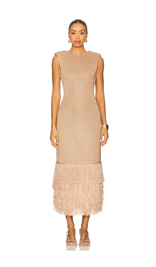 Breeze Knit Midi Dress in Metallic Gold. - size L (also in M, S, XL, XS, XXS) - Aje - Modalova