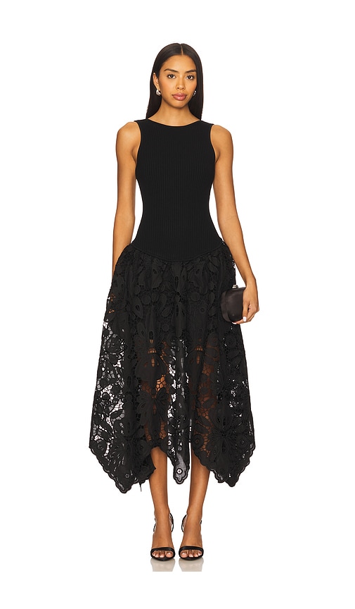 Aje Atlas Floral-lace Dress In Black