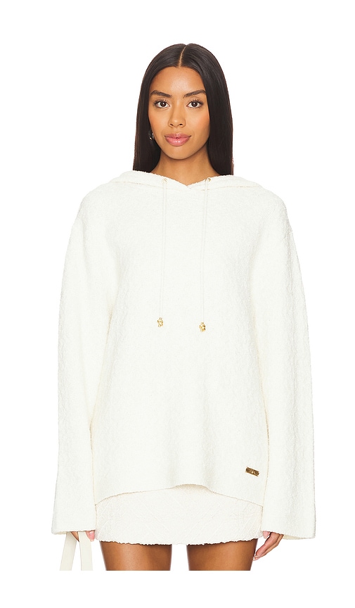 Shop Aje Lyla Knit Hoodie In Ivory