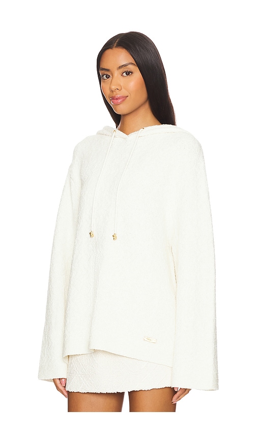 Shop Aje Lyla Knit Hoodie In Ivory