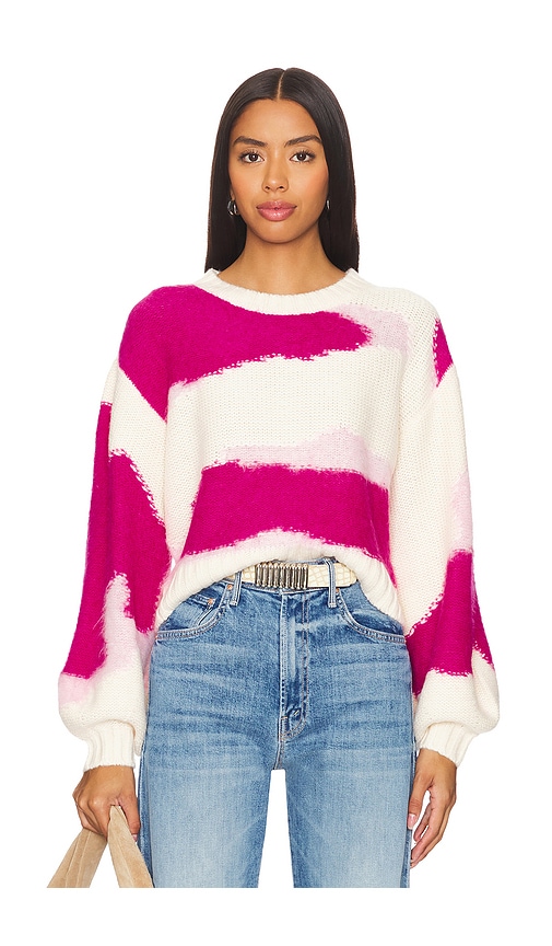 Shop Aje Enfold Jacquard Knit Sweater In Fuchsia