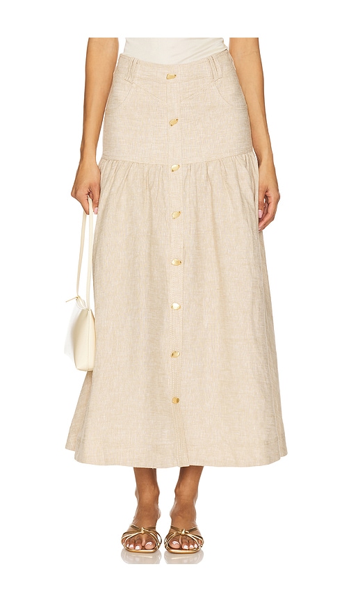 Aje Morgan Midi Skirt in Dune Beige