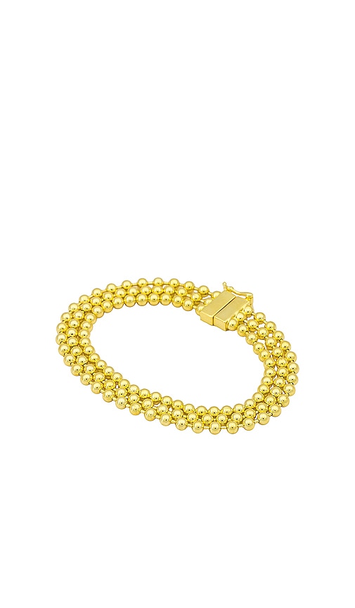 Adinas Jewels Triple Row Beaded Ball Bracelet In Gold
