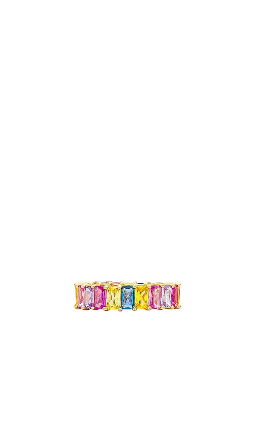 By Adina Eden Pastel Baguette Eternity Band Ring in Gold