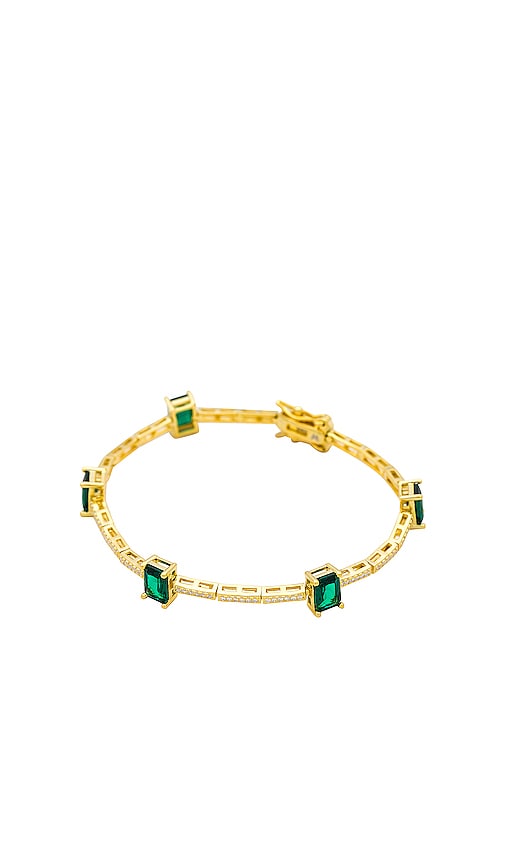By Adina Eden Colored Pave X Emerald Tennis Bracelet In Emerald Green