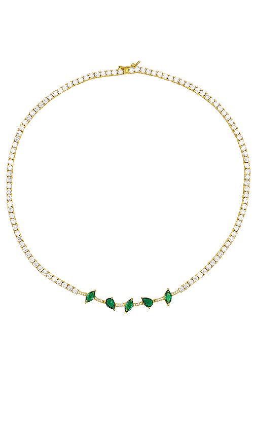 By Adina Eden Colored Multi Shape Tennis Necklace In Emerald Green