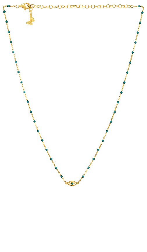 By Adina Eden Evil Eye Choker In Metallic Gold