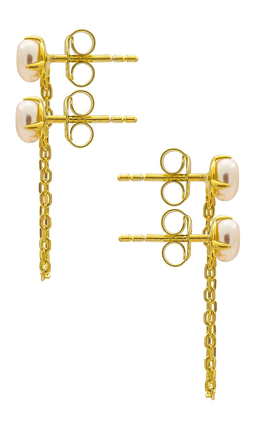 Shop By Adina Eden Double Pearl Chain Earring In Pearl White