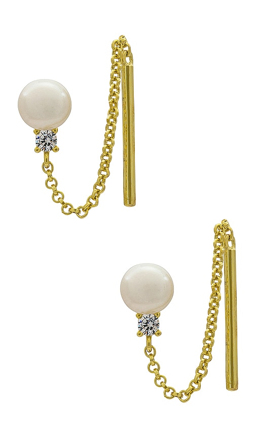 Shop By Adina Eden Pearl Chain Drop Earring In Pearl White