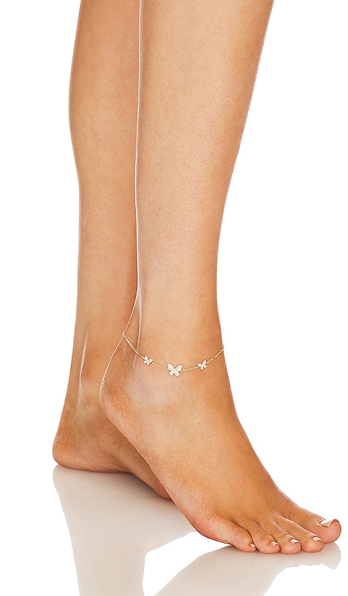 By Adina Eden Pave Triple Butterfly Anklet in Gold