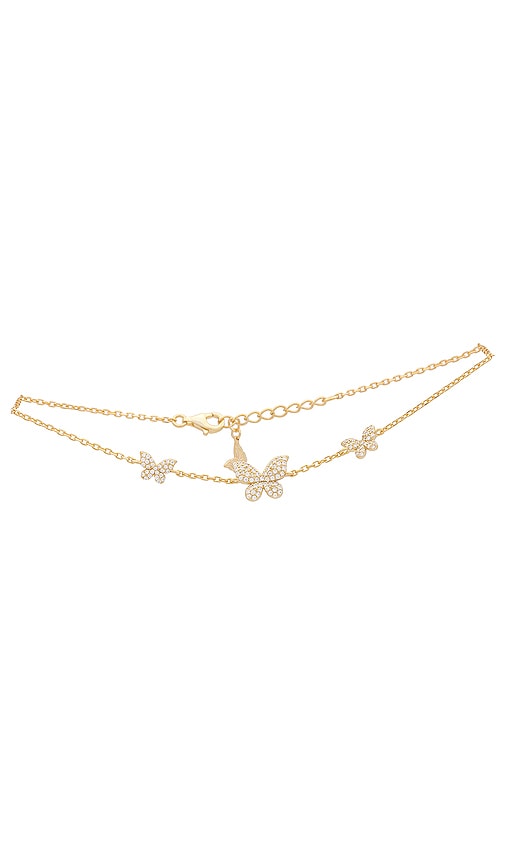 Shop By Adina Eden Pave Triple Butterfly Anklet In 金色