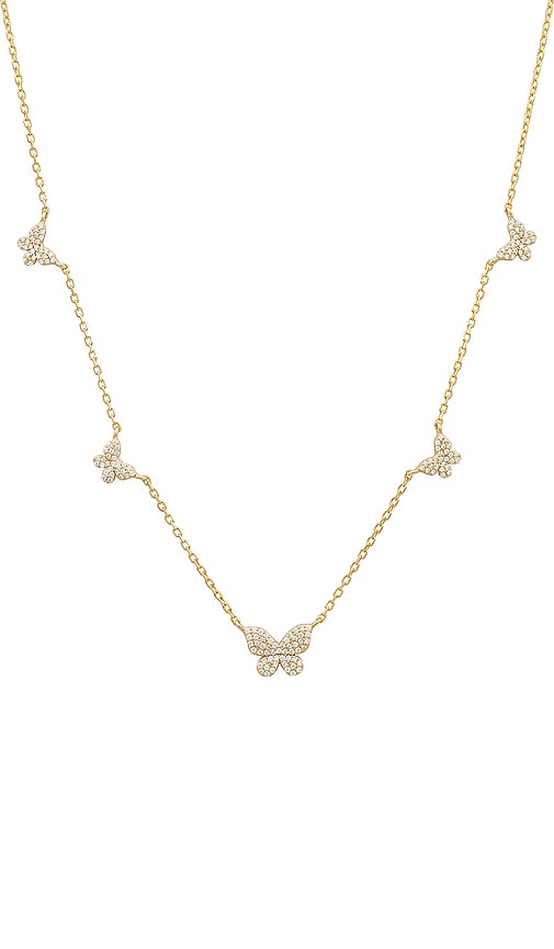 Shop By Adina Eden Pave 5 Butterfly Necklace In 金色