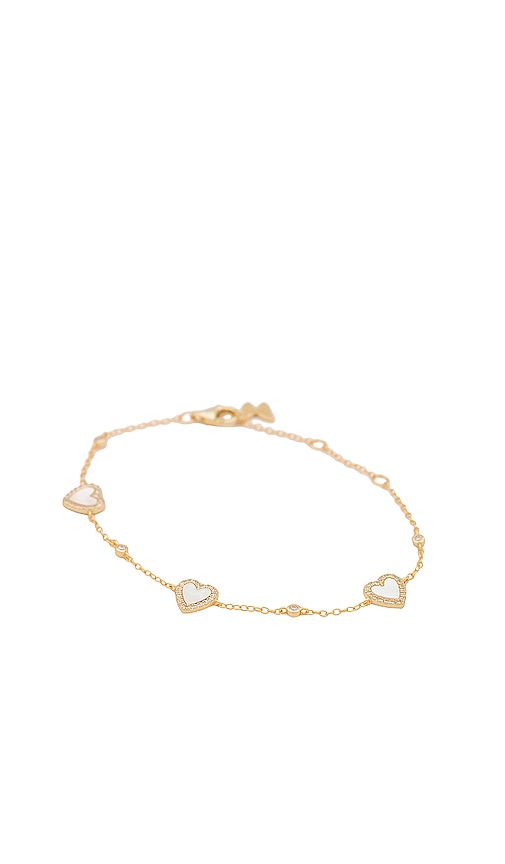By Adina Eden Eden Pave Heart Bracelet In Mother Of Pearl
