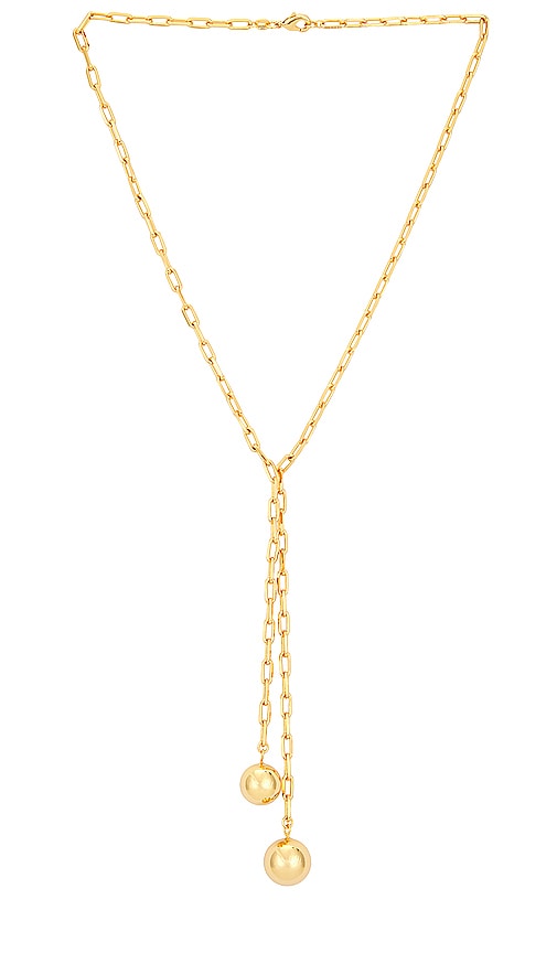 By Adina Eden Double Ball Link Drop Lariat Necklace In Gold