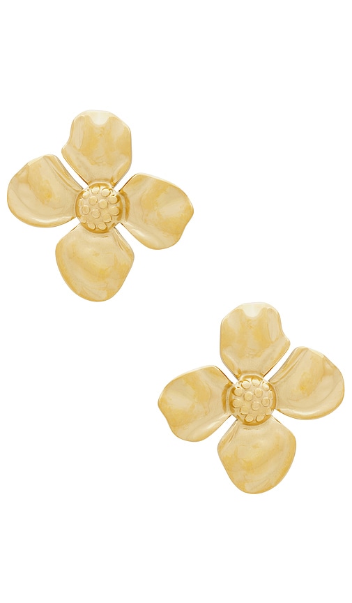 Shop By Adina Eden Solid Four Leaf Flower On The Ear Stud Earring In 金色