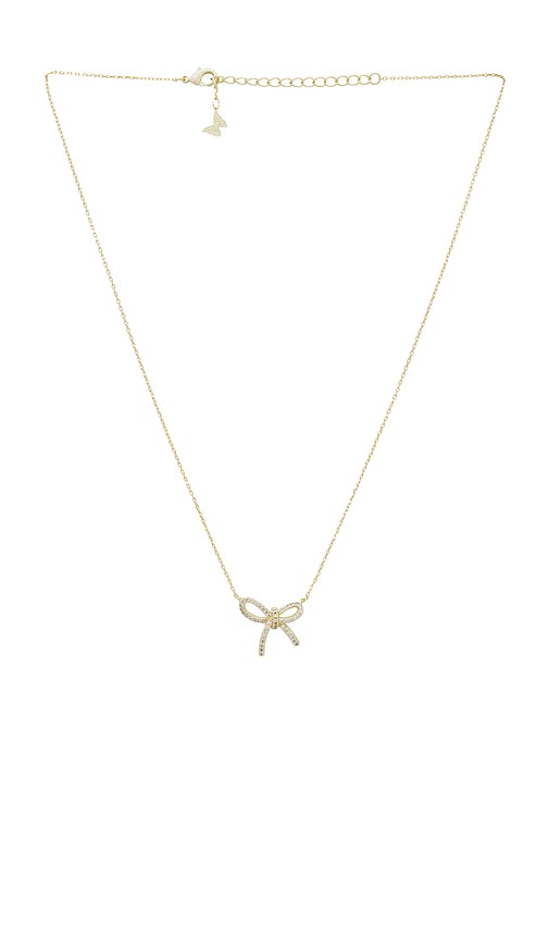 Shop By Adina Eden Skewed Pavã©  Bow Tie Necklace In Metallic Gold