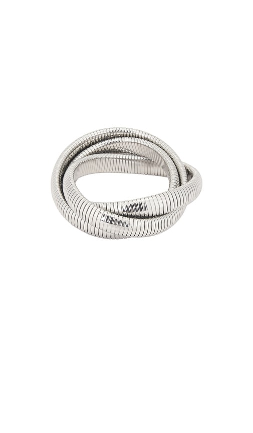 By Adina Eden Chunky Triple Intertwined Snake Bracelet in Silver