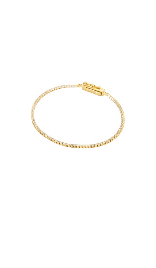 Classic Thin Tennis Bracelet in Metallic Gold.