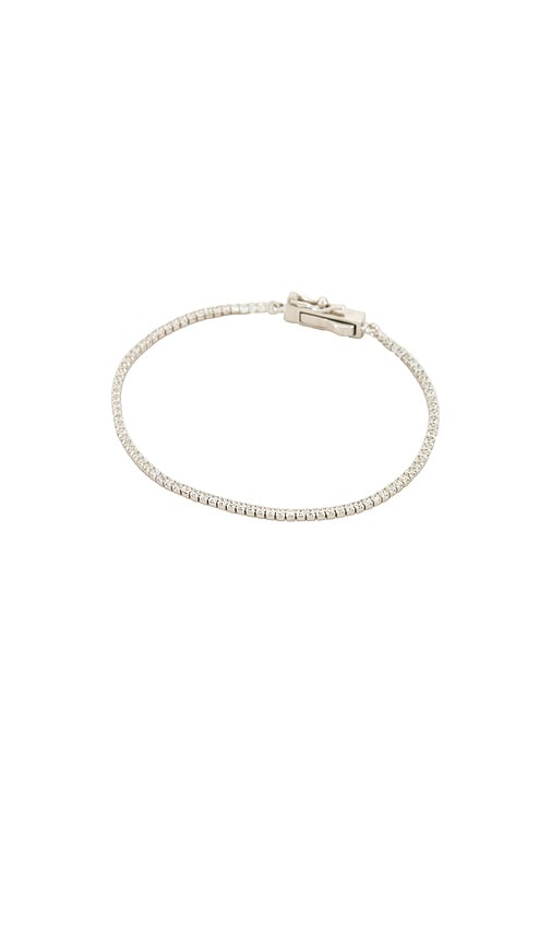 Classic Thin Tennis Bracelet in Metallic Silver.