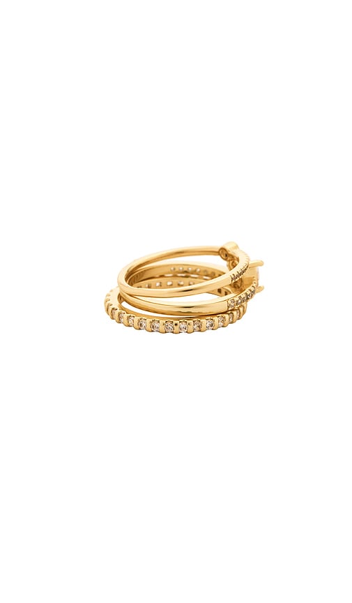 By Adina Eden Solitaires & Teardrops Ring Combo Set In Gold