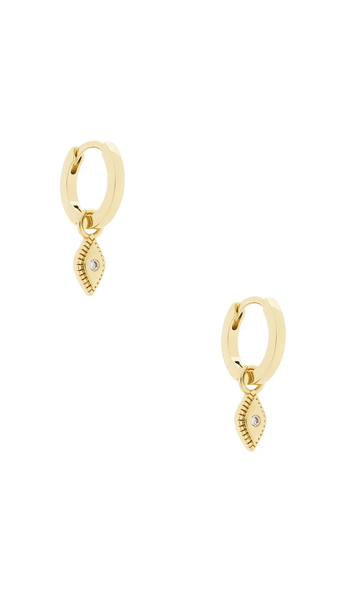 By Adina Eden Evil Eye Drop Huggie Earring In Gold