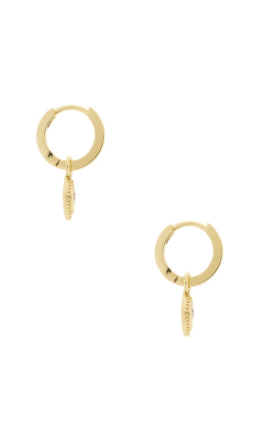 By Adina Eden Evil Eye Drop Huggie Earring In Gold